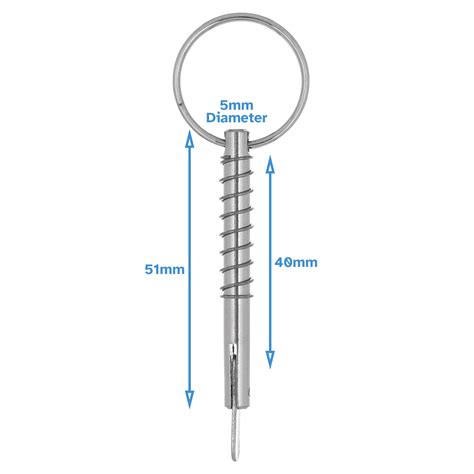 5mm X 51mm Spring Loaded Lock Pin 316 Stainless Steel Quick Release ...