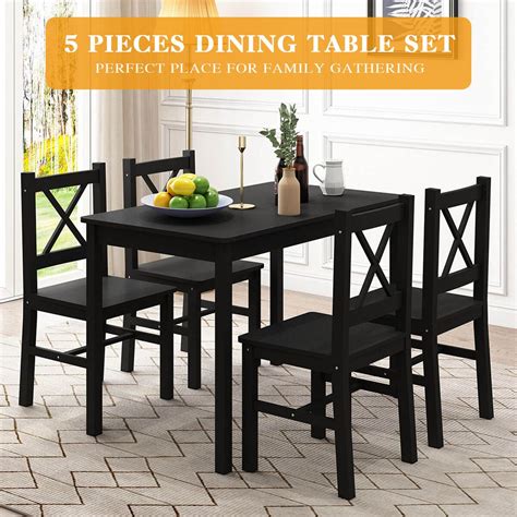 Black Kitchen Table Chairs Set of 4 – Elegant & Durable Design