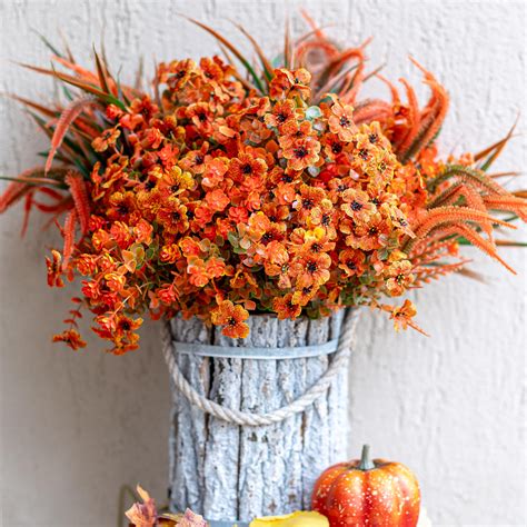 Amazon.com: AXYLEX Artificial Fall Flowers for Outdoors Fake Mums - 16 ...