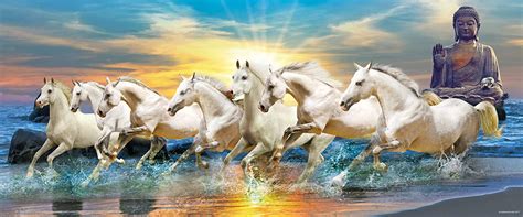 Walls and Murals Non Tearable Vinyl 7 Running Horses Vastu Paintings ...