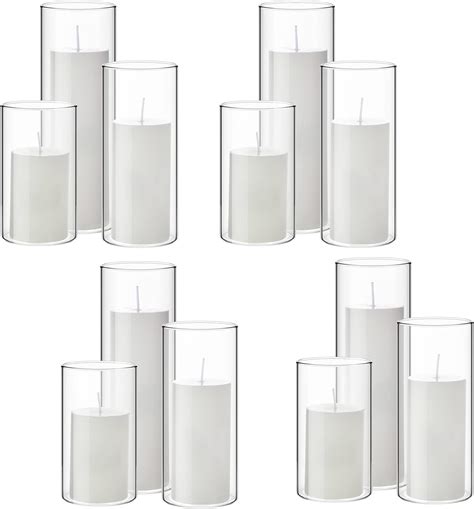 Amazon.com: Shihanee 108 Pcs Pillar Candles and Glass Cylinder Vases ...