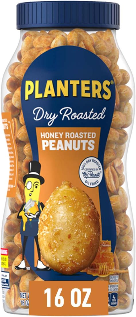 PLANTERS Honey Roasted Peanuts, Dry Roasted Peanuts, Party Snack, Plant ...
