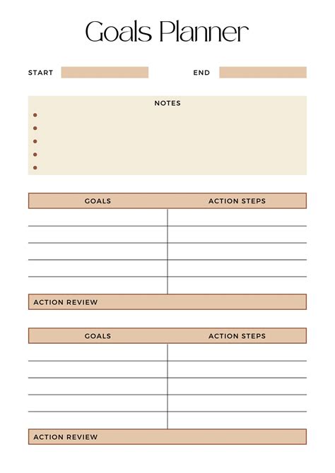Brown Elegant Goals Planner, Goal Setting Printable Worksheet ...