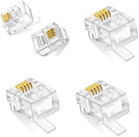 Fdealz 5 Pieces 6P4C RJ11 Modular Transparent Male Plug Connector for ...