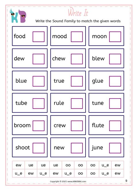 Learn to Spell oo-ew-ue Words | Phonics Printable Worksheets ...