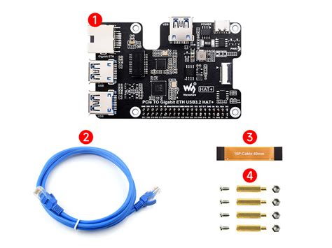 PCIe To Gigabit Ethernet And USB 3.2 Gen1 HAT For Raspberry Pi 5 ...