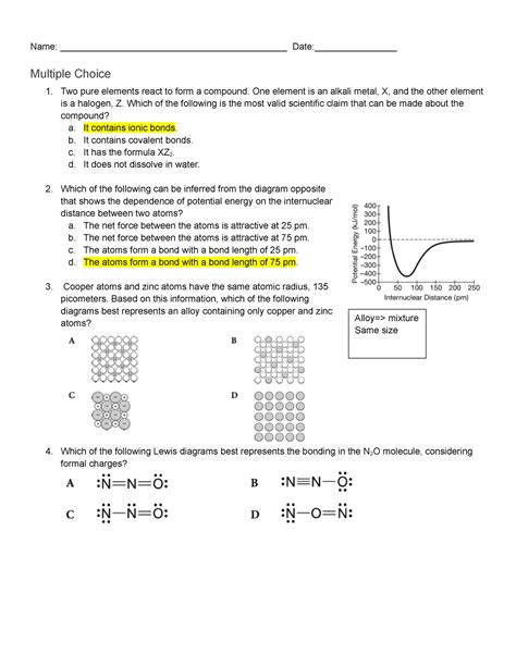 AP Chem Unit 2 Test - Name ...