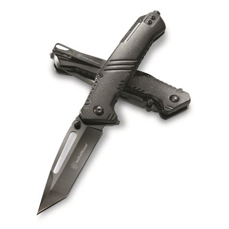 Smith & Wesson Extreme OPS Tanto Blade with Glass Breaker Folding Knife - 740544, Folding Knives ...
