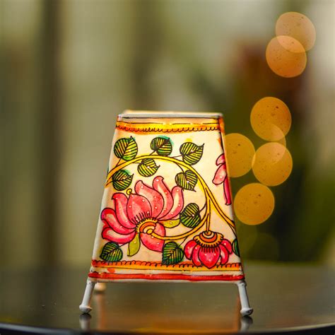 Buy Lotus Hand Painted Tholu Bommalata Tabletop Lamp | 6 inches Online ...