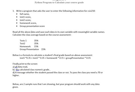 Python Program Calculate Your Course Grade 的图像结果