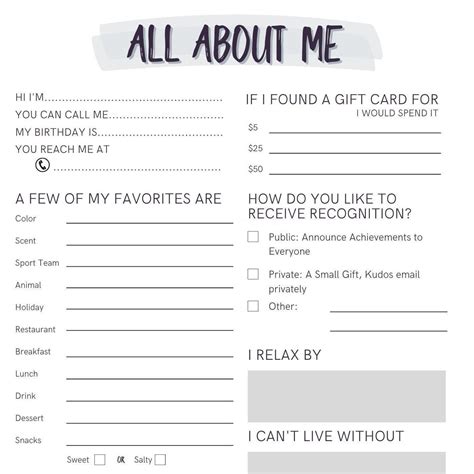 All About Me- Co-worker Questions - Etsy