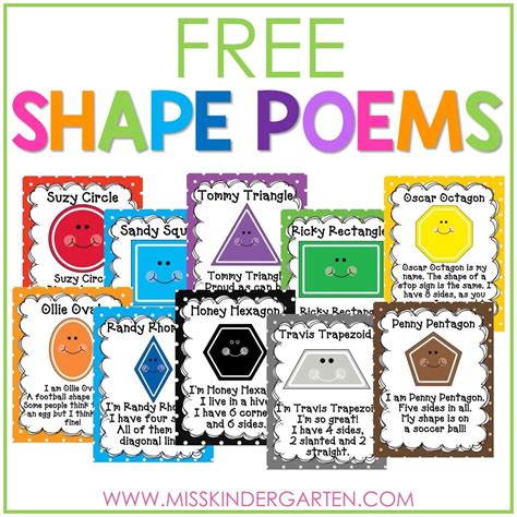 2D Shape Poems and Rhymes - Miss Kindergarten