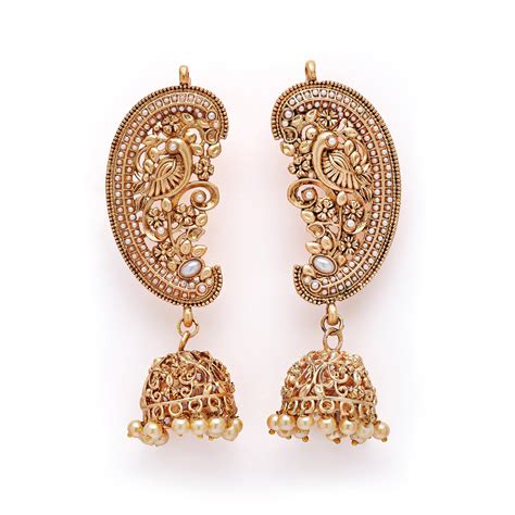 Shining Diva Fashion Stylish Traditional Fancy Pearl Gold Plated Jhumki ...