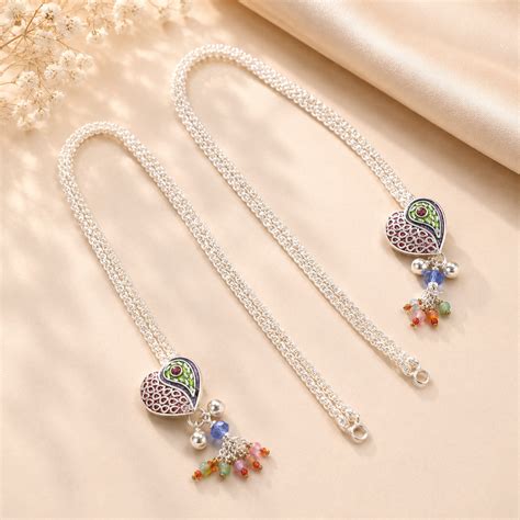 Riva Peacock Heart Silver Anklets – PP Jewellers