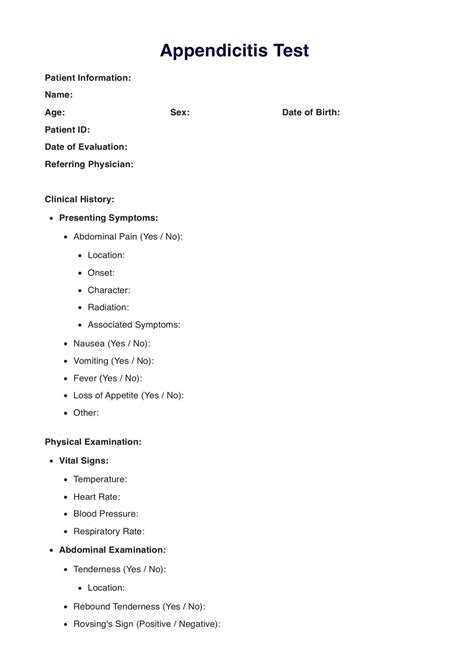 Tiptoe Test for Appendicitis & Example | Free PDF Download