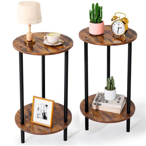 Amazon.com: BITYODD Small Round End Table, Side Table for Bedroom ...
