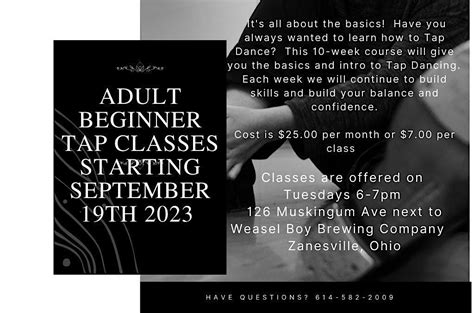 Adult Tap Classes, Weasel Boy Brewing Company, Zanesville, 21 November ...