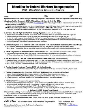 Fillable Online Checklist for Federal Workers Compensation Fax Email ...