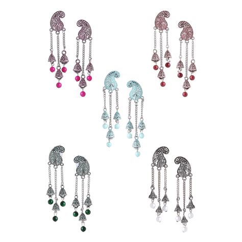 Yellow Chimes Earrings for Women and Girls Meenakari Drop| 5 Pair ...
