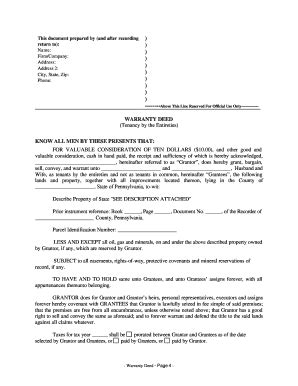 Pennsylvania Warranty Deed - Blank Fillable Template | Fill Out, Print ...