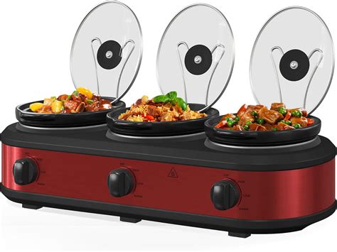 Amazon.com: Triple Slow Cooker, 3 x 1.5 QT Portable Small Dual Crock ...