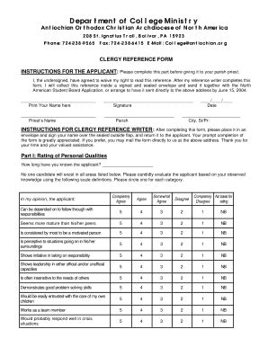 Fillable Online antiochian Clergy Reference Form - Antiochian Orthodox ...