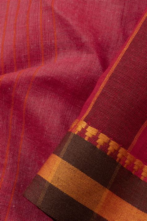 Magenta Handloom Bengal Khadi Cotton Saree | Avishya.com