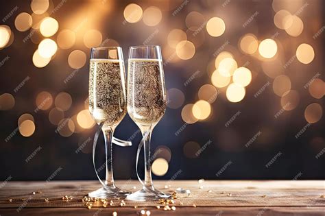 Premium Photo | Two glasses of champagne and confetti