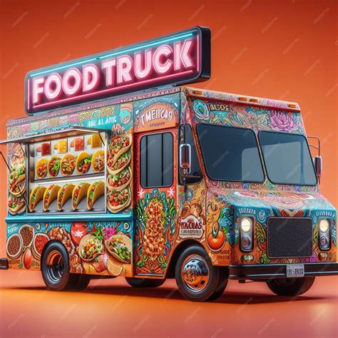 Premium Photo | Mexican food trucks caravan full of tacos