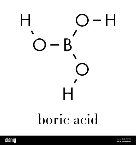 Boric acid molecule. Also known as hydrogen borate, boracic acid, orthoboric acid and acidum ...