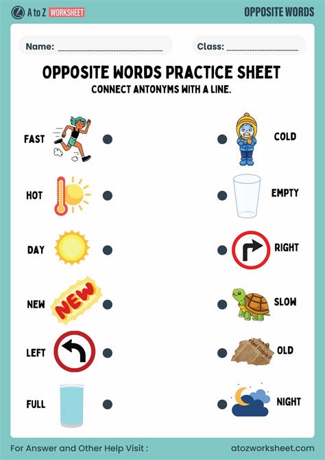 Antonyms Worksheet – Free Printable Opposite Words Worksheets for Grade ...