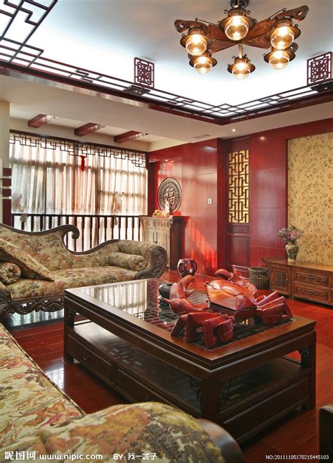 新中式客厅装饰装修效果图_家居设计_环境设计-图行天下素材网