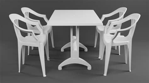 3D White Plastic Table And Chair Set - TurboSquid 2064577