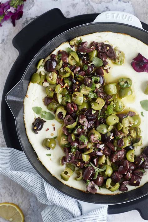 Warm Feta Dip with Marinated Olives Recipe