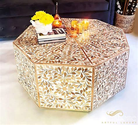 Teak Coffee Table wooden Floral Design | Luxury Handmade Coffee Table ...