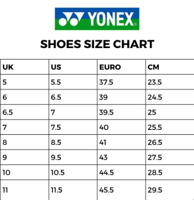 Yonex Shoes Size Chart