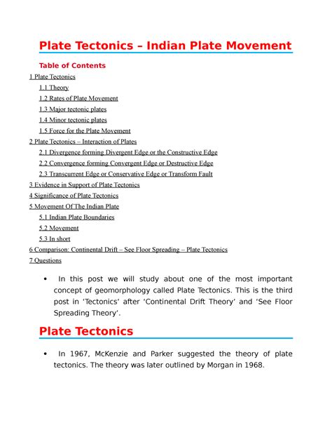 Plate Tectonics- Indian Plate movement - Plate Tectonics – Indian Plate ...