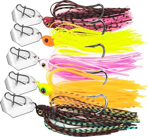 Amazon.com : FREE FISHER 5Pcs Buzz Bait Fishing Bladed Jigs Lures Multicolored Jig Skirts for ...