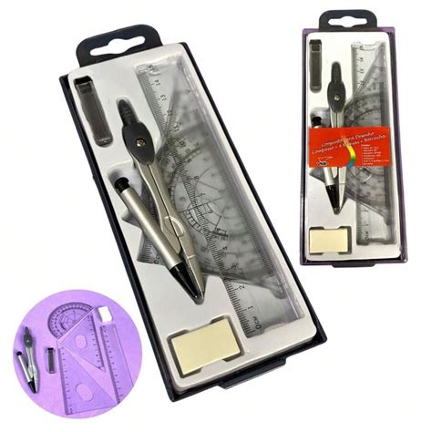KIT Compass With Rulers Rubber And Graphite Drawing Set School Compass ...