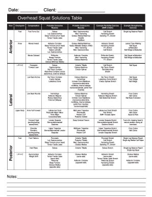 Overhead Squat Solutions Table - Blank Fillable Template | Fill Out ...