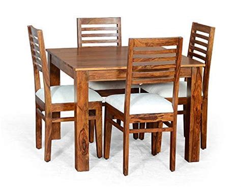 B.R. FURNITURE Solid Sheesham Wooden Dining Table with Cousion Chair ...