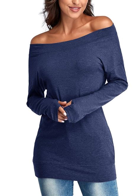 Buy Muzniuer Long Sleeve Workout Shirts for Women Off Shoulder Tops for ...