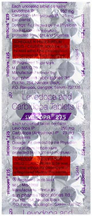Syndopa 250/25 MG | Order Syndopa 250/25 MG Tablet Online at Truemeds
