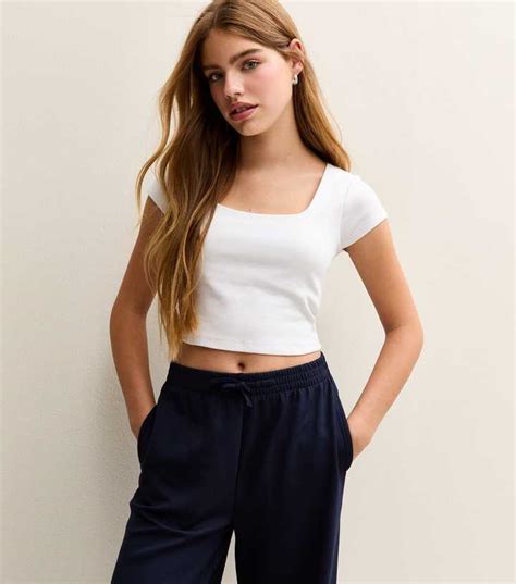 Girls White Square Neck T-Shirt | New Look