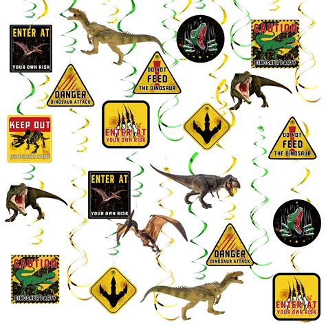 Buy 56 Pieces Dinosaur Hanging Swirl Set, Including 16 Be Ware of ...