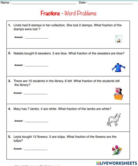 Image result for Fraction Problem Solving Worksheet