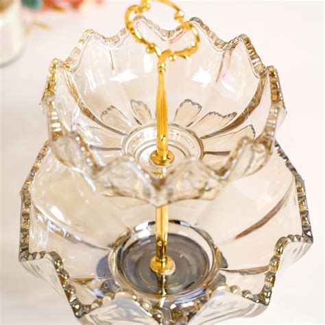 Glass 2 Tier Decorative Stand With Metal Holder Online - Premium Cake ...