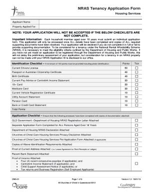 Fillable Online NRAS Tenancy Application Form - HS Fax Email Print ...