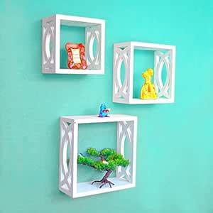 Buy LIGHTER HOUSE Square Nesting Wooden Wall Shelf Living Room/Bed Room ...