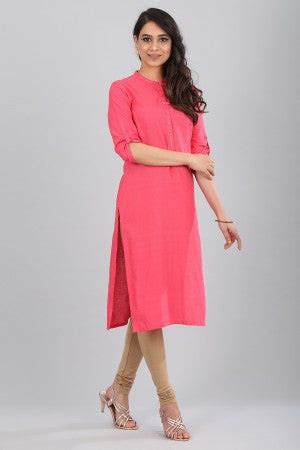 Buy Pink & Off-White Printed 3/4 Sleeve kurta Online for Woman | Shop ...